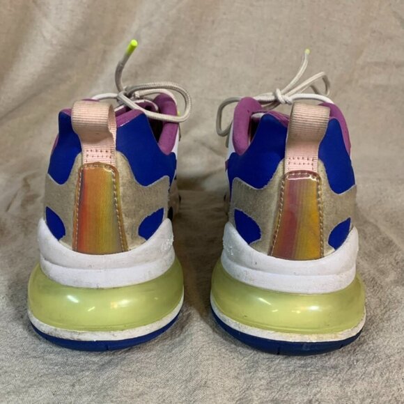 Nike Air Max 270 React Mens 7.5 Sneakers White Berry Royal Running Sports - Picture 7 of 10